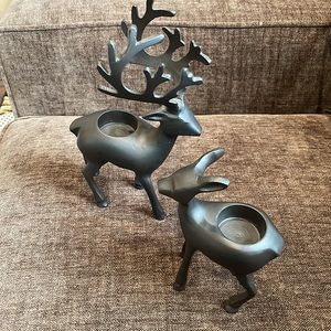 Set of 2 Metal Deer Candle Holders